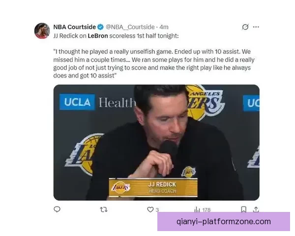 雷迪克赞詹姆斯无私助攻10次 强调健康强势收官常规赛